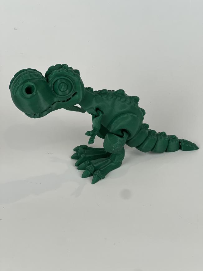 "Articulated T-Rex Toy | Durable PLA+ Material | ASMR Rattle Feature | Bobble Head, Wiggling Tail, and Moving Legs | Chibi-Style Design