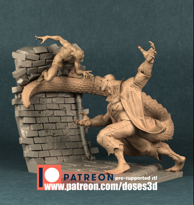 Doses3d Lizardman and Spiderman Diorama