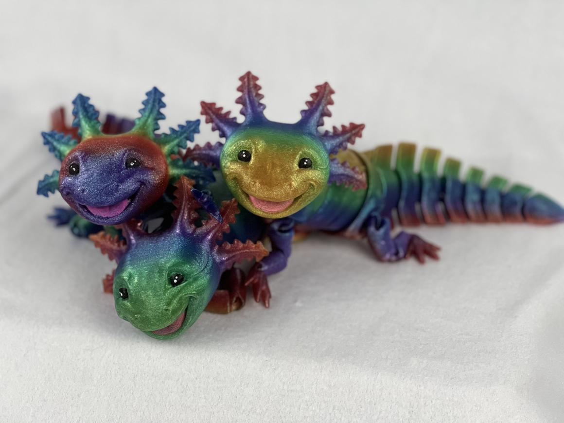 Whimsical Articulated Axolotl Toy: Rainbow Sparkles, ASMR Sounds, and Lovable Smile