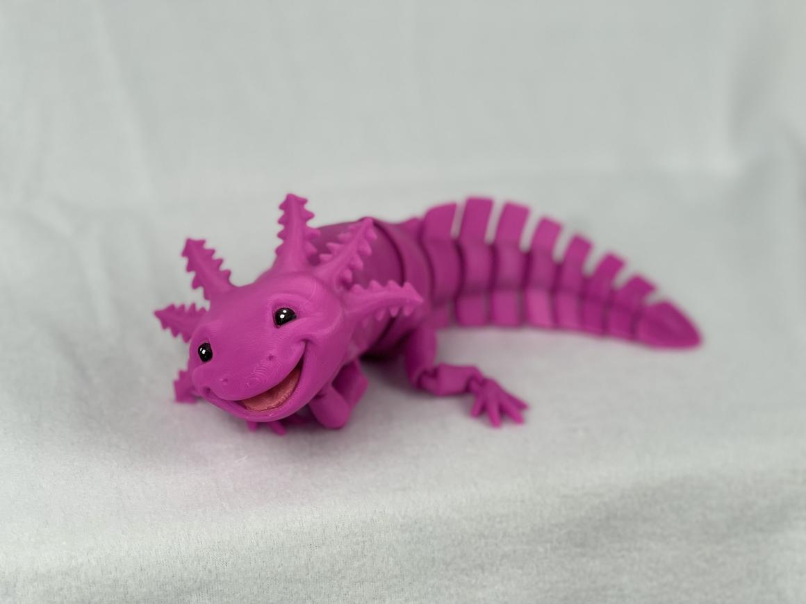 Whimsical Articulated Axolotl Toy: Bright and Durable, ASMR Sounds, and Lovable Smile