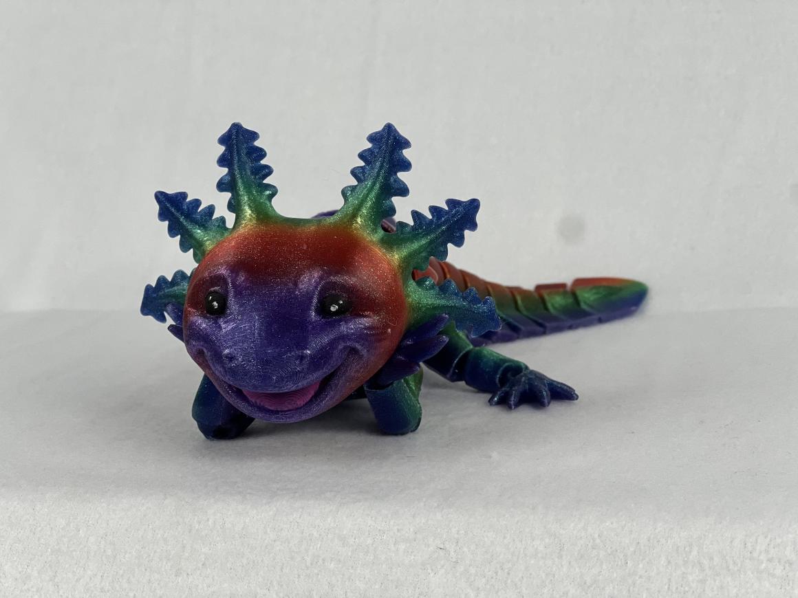 Whimsical Articulated Axolotl Toy: Rainbow Sparkles, ASMR Sounds, and Lovable Smile