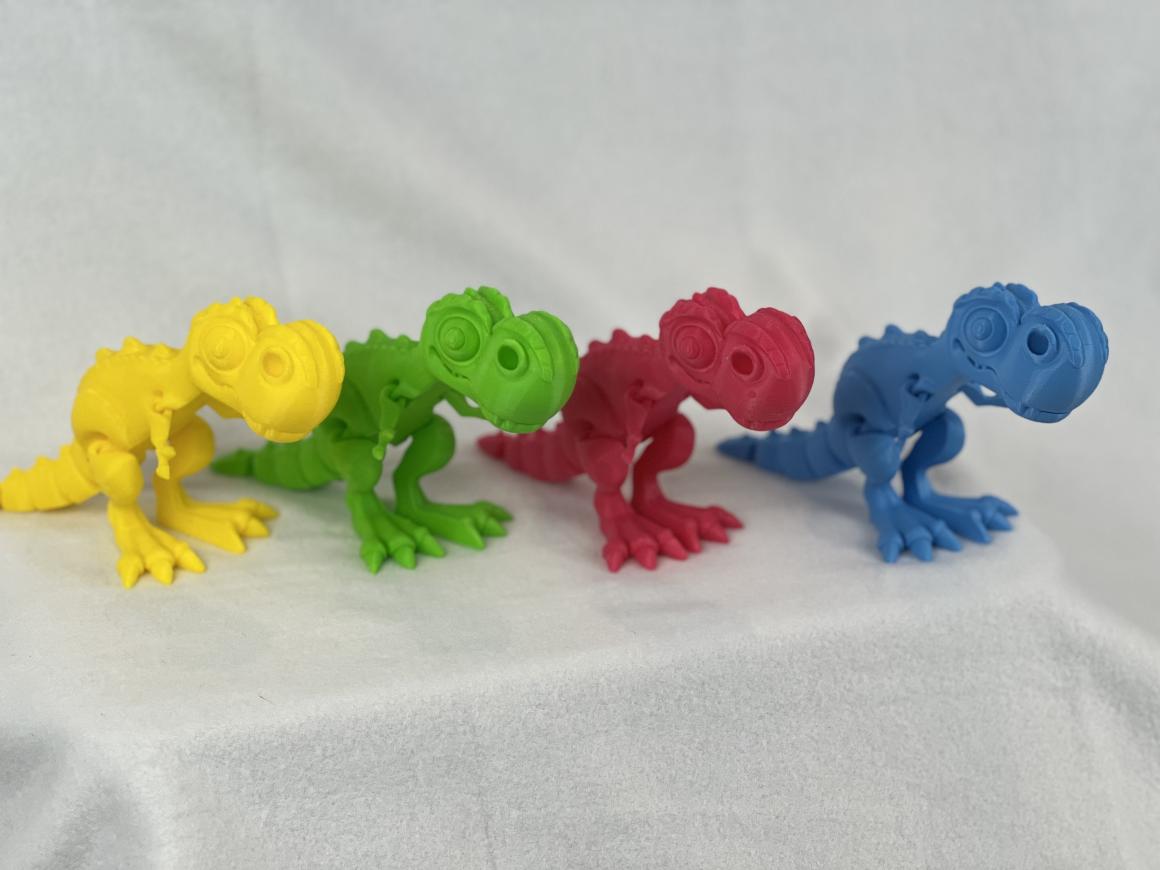 "Articulated T-Rex Toy | Durable PLA+ Material | ASMR Rattle Feature | Bobble Head, Wiggling Tail, and Moving Legs | Chibi-Style Design