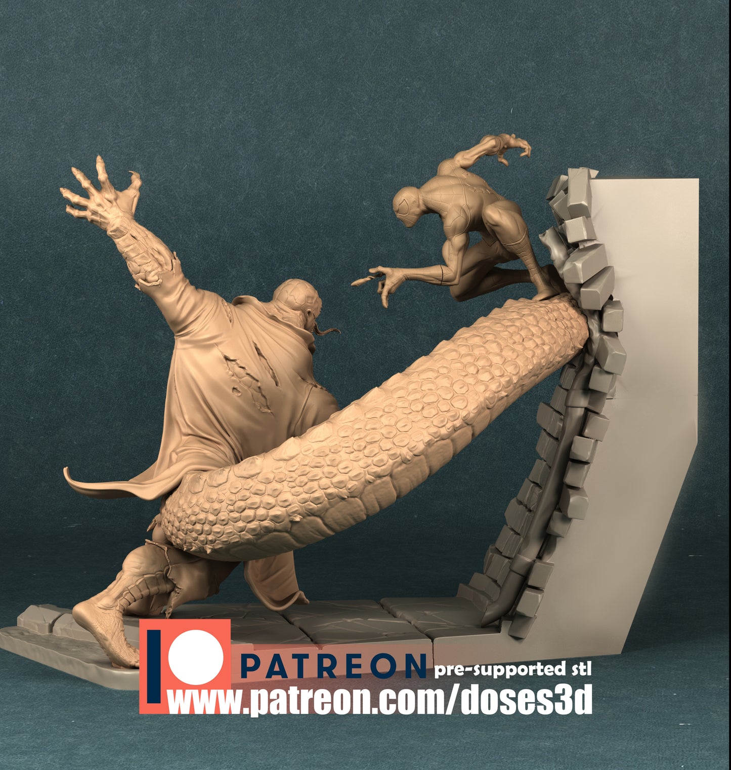 Doses3d Lizardman and Spiderman Diorama